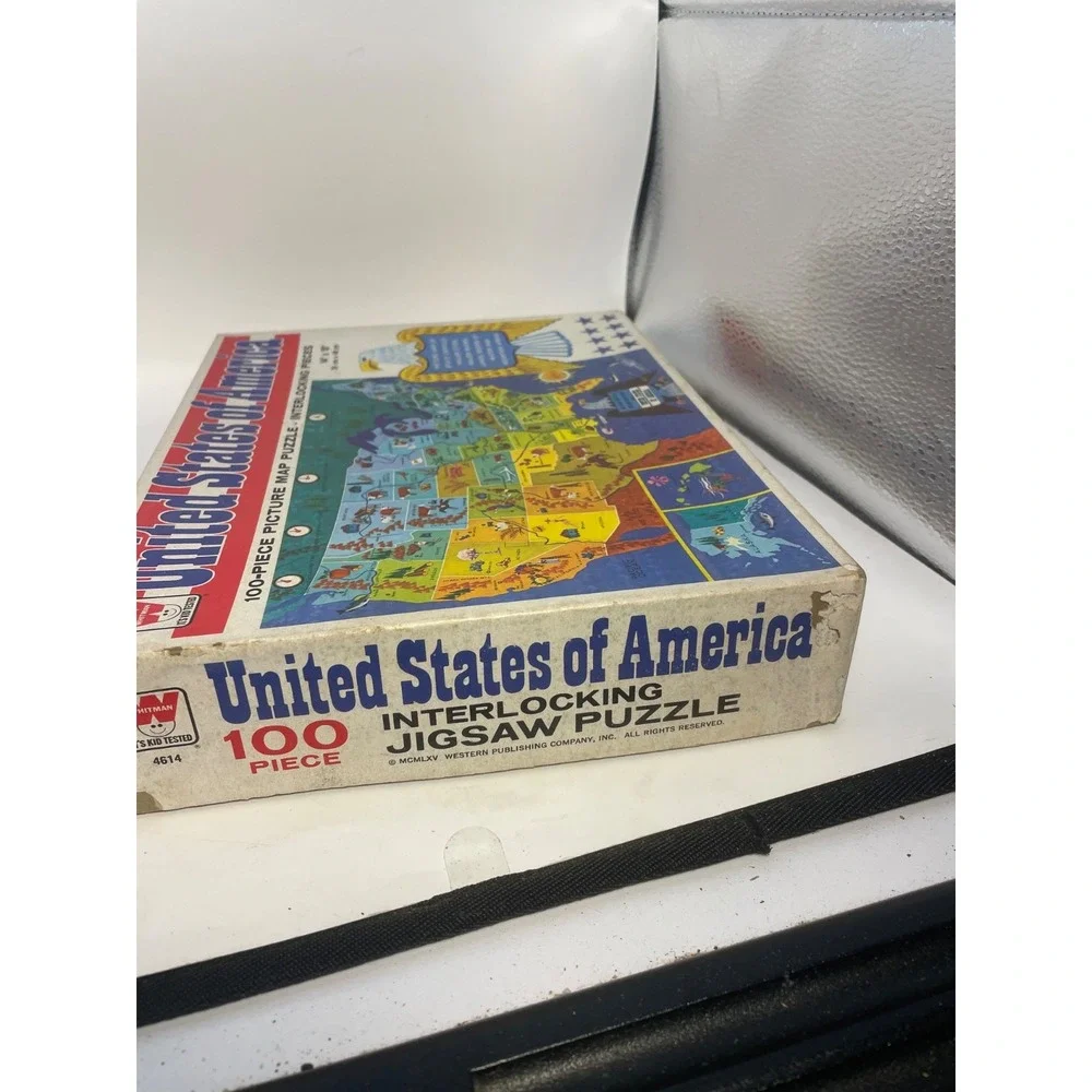 Vintage 1965 Whitman United States Of America Map 100 Piece Puzzle Complete